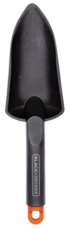 BLACK+DECKER Gartenschaufel - mit Größenmarkierung - Schaufel 30.5CM - Polypropylen - Schwarz/Orange