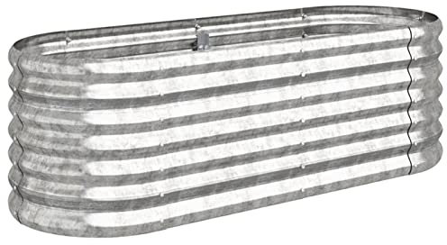 Keketa Gartentopf Stahl lackiert Hochbett für Garten Hochbett für Garten Blumenkasten Balkon Garten Hochbeet Garten Hochbeet Outdoor Pflanzgefäß Pulver 114 x 40 x 36 cm Silber
