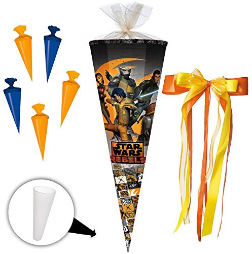 alles-meine.de GmbH komplette Füllung - Circa 200 Teile - für Set Schultüte + 5 kleine für ALLE Zuckertüten - Star War - Rebels/Clone Wars - eckig - Tüll..