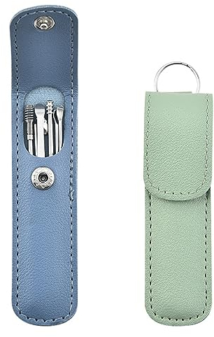 Tadipri Limpiador De Oídos,12Pcs Kit De Limpieza Para Oídos,Acero Inoxidable Cuchara Para Oído Con Bolsa De Almacenamiento De Pu(Azul Y Verde)