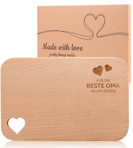 Geschenkidee für Oma mit Gravur Für die beste Oma aller Zeiten - Frühstücksbrettchen holz als Weihnachtsgeschenke - Hohles Herz