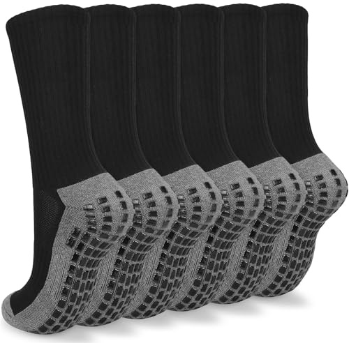srclo 3 Paar rutschfeste Fußballsocken für Herren, rutschfeste Fußball-/Basketball-/Hockey-Sportsocken, Baumwolle, Trainer, Laufen, Wandern, Socken für Herren., 3 Lange Weiß, 9-12