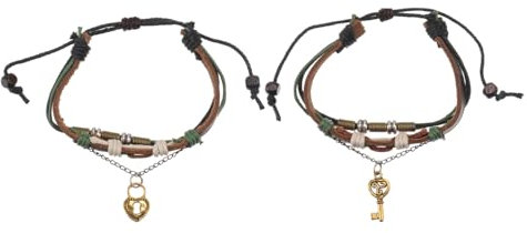 Abaodam 1 Paar Paar Lederarmband Punk Geflochten Verstellbares Lederarmband Handgelenksseil Stricken Schreibt Wikinger Schmuck Männer Geburtstagsgeschenk Fein Männer Und Frauen Wachslinie