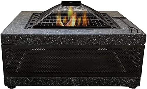 Große Feuerstelle, Feuerschale mit Grill, Grauer Gusseisen-Kohlenbecken-Heizer, multifunktionale Camping-Schüssel, Grill für Hinterhof, Camping, Picknick, Lagerfeuer, Gar