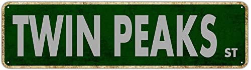 Twin Peaks Straßenschild Raumdekoration Poster Retro Outdoor Dekoration Straße Blechschild Wandkunst Avenue Metallschild Vintage Metallposter für Man Cave Bar Pub Cafe Home Wall Decor 40,6 x 10,2 cm