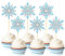 24 Stück Glitzer Schneeflocken Cupcake Toppers, Winterdeko Cake Toppers für Schneeflocken Deko, Weihnachten Deko, Winter Dekoration Kuchendekoration (Mix Blau)