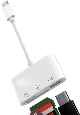 Adaptador Tipo C a USB Micro SD Lector de Tarjetas SD Card Reader 3 en 1 Para Apple Iphone Apple iPhone15 Pro Max Para iPad Macbook Air Compatible Con Samsung USB C Compact Flash Memory Stick Conector