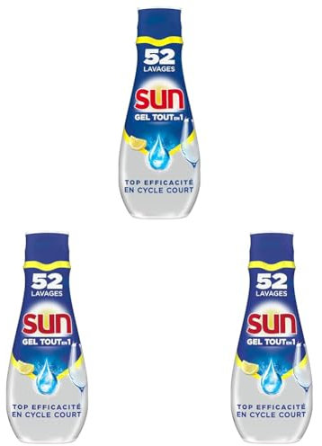 Sun Gel Lave-Vaisselle Tout En 1 Expert Plus Citron 900ml - 52 Lavages (Lot de 3)