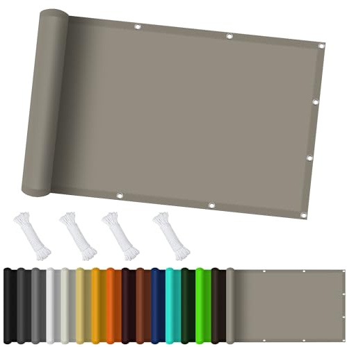 Sonnensegel Rechteckig 2 x 6 m, Wasserdicht 98% UV Schutz Segeltuch Pergola inkl Befestigungsseile für Garten Terrasse, Taupe