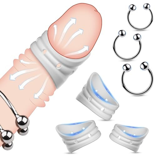 BDSMAGE 6 PCS Penisringe Set,Eichelring für Vorhaut Rückhaltung mit Cockringe extrem Edelstahl,Penisring Cockring Erektionshilfe für Männer,erotisches Sexspielzeug für die Männer (6 IN 1)
