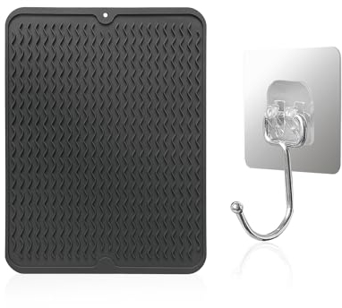 ZBHDEYG 1 juego de escurridor de platos, 1 pieza de gancho, alfombrilla de silicona para escurrir platos, alfombrilla de goteo de cocina, alfombrilla antideslizante para cuencos