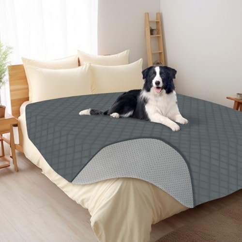Nobleza wasserdichte Hundedecke, rutschfeste Hundematte als Schutz für Sofa & Bett, in der Waschmaschine waschbar, 208 * 208cm, Grau