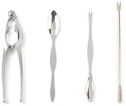 LXYDPZ Juego de Herramientas para marisco de Acero Inoxidable, alicates para Fruta, Tenedor, Nuez, Langosta, Cangrejo, Galleta, Accesorios de Cocina, 4 Uds.