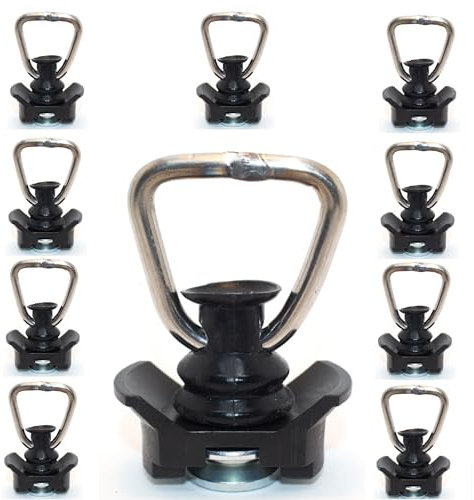 Gubar-Tech Heavy Duty 10 x Single-Fitting -1340 daN/kg Endbeschlag für Airlineschine und Zurrschienen für PKW, Motorrad, Anhänger oder Wohnmobil oder Sportbereich (Schwarz)