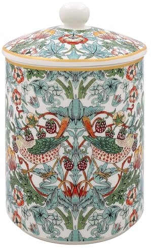 The Leonardo Collection William Morris Strawberry Thief Canister For Kicthen | Kitchen Organizers Storage Containers For Home & Gift | Ideal Storage Jars For Biscuits Honey Green Tea & All