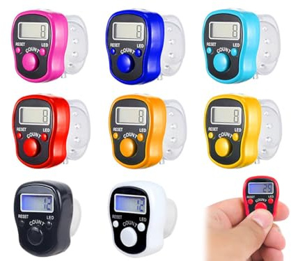 Anlising 8PCS Digital Finger Counter, Tally Counter Ring,LCD Tally Counter,Finger Digital Tally Lap Counter,Finger Digital Tally Lap Counter,Tasbeeh Handheld Mini Display,for Prayer Sports Golf(Color)
