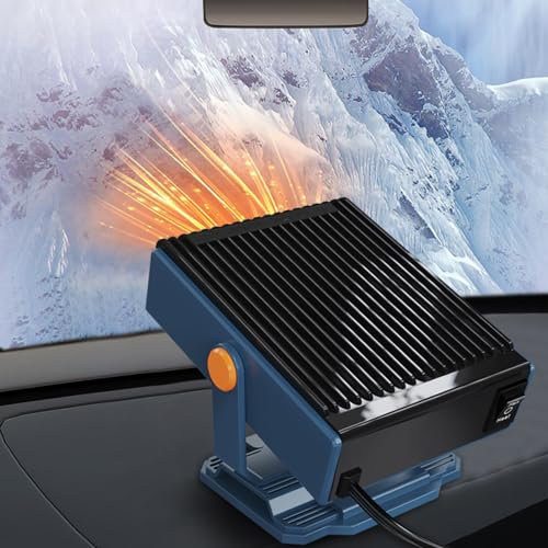 Zebbyee Calentador de Coche, 12 V 150W Calefactor Coche Portátil 2 en 1 Ventilador de calefacción y Refrigeración Rotación 360°Desempañador de Parabrisas