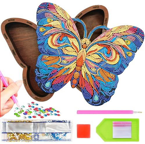 LUKIUP Basteln Mädchen 6 7 8 9 10 Jahre, Diamond Painting Schmuckkästchen Basteln, Geschenke Geburtstag Schmetterling Schmuckkästchen für Kinder, Geschenke für Mädchen Kindergeburtstag Bastelset