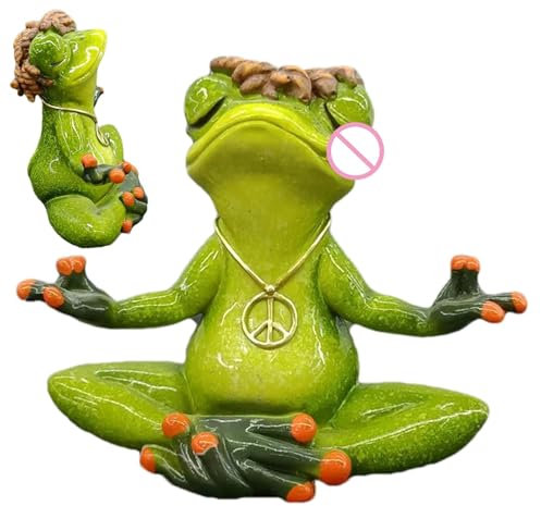 Walopola Figuras de Rana de jardín Zen, Estatua de Rana de Yoga meditadora de Resina | Escultura de Rana de Resina | Figuras de Rana decoración de Yoga, decoración de Estatua de Rana de Yoga para