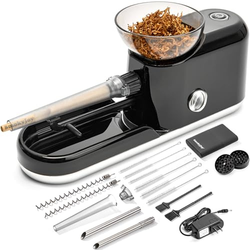 Cigarette Rolling Machine, Electric Pre Roll Machine, Automatic Preroll Cone Loader Filler Roller Packer with Pre Rolled Holder Case, Grinder, Filling Maker