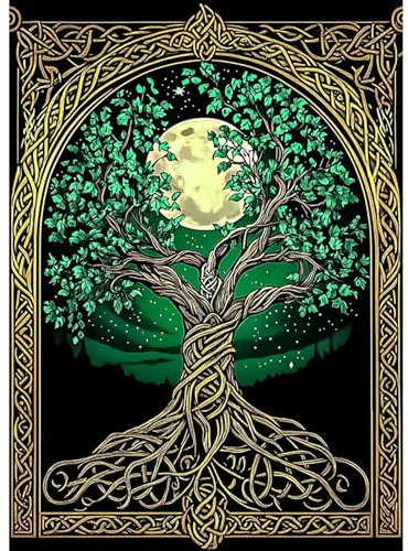 AIRDEA Baum des Lebens Diamond Painting Erwachsene, DIY 5D Mond Diamant Painting Bilder, Bastelset Erwachsene Frauen als Haus Wanddeko 30x40 cm
