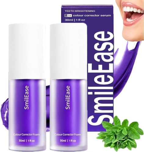 V34 Farbkorrektur,2PCS lila Zahnaufhellung, Zahnfleckenentfernung, Zahnaufhellung Zahnpasta Booster,lila Zahnpasta Weisse Zähn,Purple Teeth Whitening Toothpaste,Zahnfarbkorrektor für Gelbe Zähne