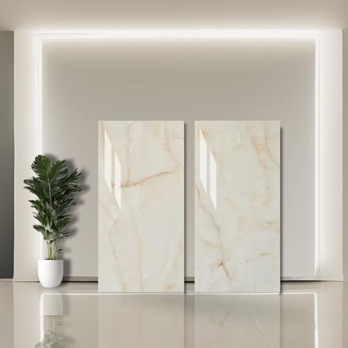 Piastrelle beige chiaro effetto marmo lucido Fusion Crema lucido 60 × 120 cm