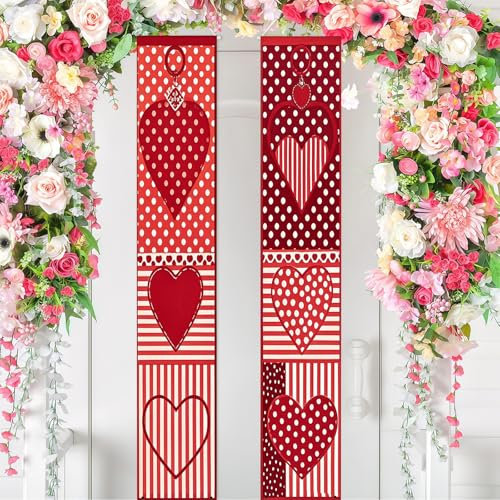 Ostern Wandbehang Deko Set, 11.8 x 70.8 in, 2 Stück, Festliche Türbanner mit Blumen, Eiern und Osterkorb Design