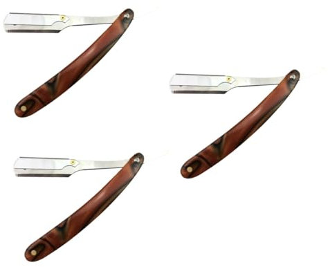 BESTYASH 3pièces Rasoir Droit Acier Pour Rasoir Manuel Pliant Vintage Pour Coupe-choux Pratique Sans Lame Pour Salon De Coiffure Et Usage Personnel