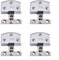4pcs Zinc Alloy Adjustable Hinges for Bathroom Shower Glass Panels and Cabinets (Silver)