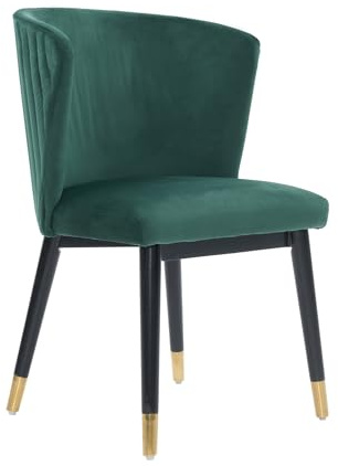Life Interiors Sofina Modern Tufted Velvet Dining Chair – Upholstered Accent Chair with Curved Back, Gold-Tipped Rubberwood Legs & Durable Wooden Frame - Dining Room Living Room Restaurants