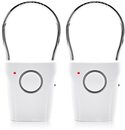2er Set Türgriff Alarm, Alarmanlage für Türgriff, Door Handle Alarm System, 120dB Tür Alarmanlage, Fenster Alarmanlage, Türstopper Mit Alarm, Türschloss Innentür für Haus, Büro, Fabrik(Weiß)