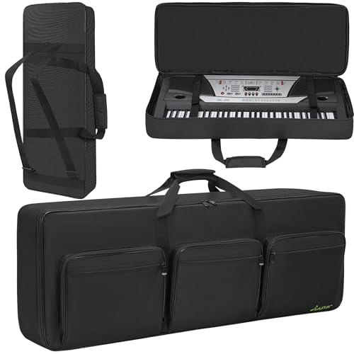 LASUK Keyboard Case, Portable Keyboard Waterproof 600D Oxford, Black, 76key-47x6.5x18.1, Duffel Bag
