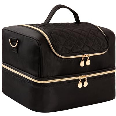 AGX Bravo Nail Polish Organizer Travel Gel Nail Polish Storage Carrying Case Holds 60 Bottles, Black, Double Zipper Bag