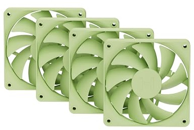 Hyte Flow FA12 120mm PC Case Fans 4-Pack, High Performance, Low Noise, 1500 RPM, 4-Pin PWM, Fluid Dynamic Bearing - Matcha Milk (Green)