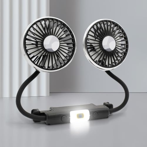 Car Rear Seat Dual Head USB Fan, 3-Speed Adjustable USB Cooling Fan, With LED Light, For Car, Home, Travel, And Other Applications