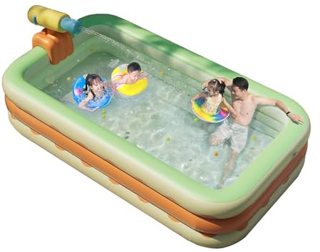 Dilwe Piscine Gonflable Pliable en PVC, pour Enfants, Cour Intérieure, Orange, 3 Couches, Gonflage Rapide pour les Activités Familiales (1,3 million)