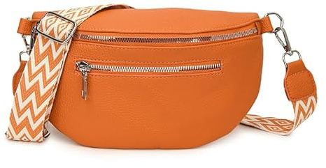 pilyero Crossbody Bag Damen, Umhängetasche Damen, Bauchtasche Damen, Geometrisches Schulterriemen-Design, Vielseitige kleine Umhängetasche für Freizeit, Reisen (Orange)