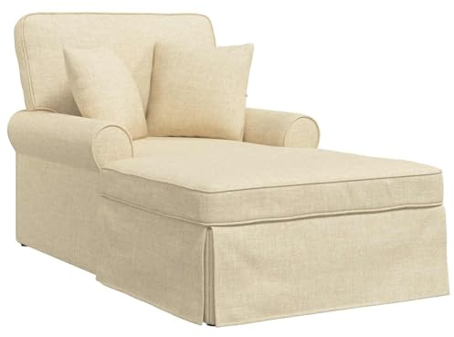 vidaXL Chaise Lounge mit Rock 3 STK. Creme Stoff 91 x 157 x 91 cm