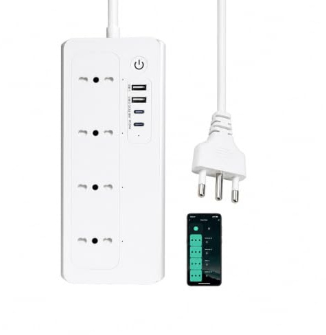 Multipresa intelligente WiFi, protezione da sovratensione, multipresa WiFi, cavo di prolunga da 1,5 metri, compatibile con Alexa e Google