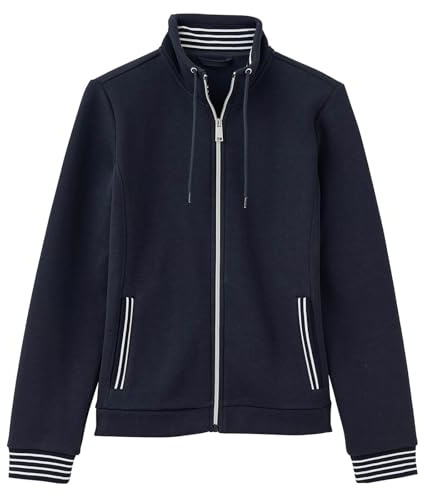 Blue Flame Damen Sweatjacke mit Stehkragen mit Kordel - Modische Freizeitjacke mit Reißverschluss in Marine Größe L