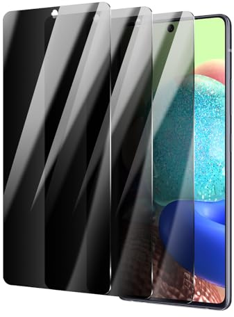 3 Pack Anti-Spy Glas Schutzfolie für Samsung Galaxy A71/72/73 Anti-Spy Gehärtete Glas, 9H Härtegrad, Anti-Bläschen, Anti-Kratzer