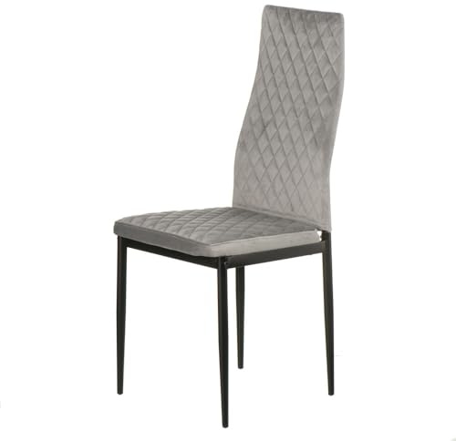 Special4You Inspiration Esszimmerstühle Sessel Küchenstuhl Polsterstuhl Wohnzimmerstuhl und Büro, Sitzfläche aus Samt, Metallbeine, Hellgrau