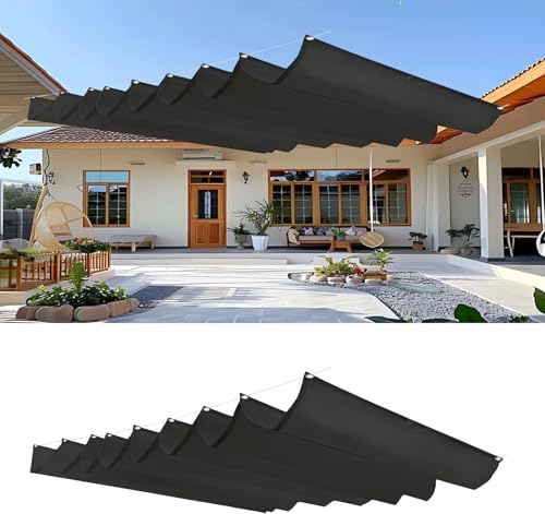 Einziehbar Welle Sonnensegel 170 x 940 cm Sonnenschutz Uv-Beständig Wetterfest Reißfest Wasserdicht Stabil Pergola Uv-Beständig Markise für Terrasse Garten Pergola, Schwarz