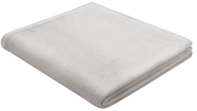 Biederlack Wohn- und Kuscheldecke, 100 % Baumwolle, Samtband-Einfassung, 150 x 200 cm, Silber, Cotton Pure, 239688