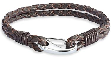 Rafaela Donata Damen Armband Echtleder dunkelbraun | Edelstahl, Lederarmband, Magnetverschluss