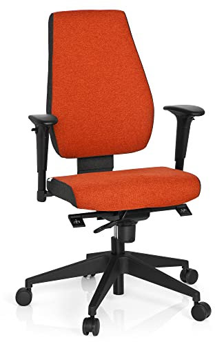 hjh OFFICE 608818 Profi Bürostuhl PRO-TEC 500 Stoff Rot Drehstuhl ergonomisch, Rückenlehne & Armlehnen höhenverstellbar