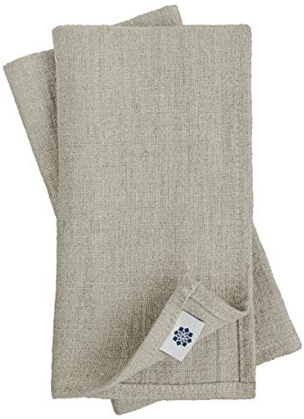 Linen & Cotton 4 x Vintage Rustikal Shabby Chic Stoffservietten Rustico - 100% Leinen, Beige Natur (42 x 42cm) Servietten Stoff Leinenservietten Napkins Hochzeit Gastronomie Fest für Besondere Anlässe