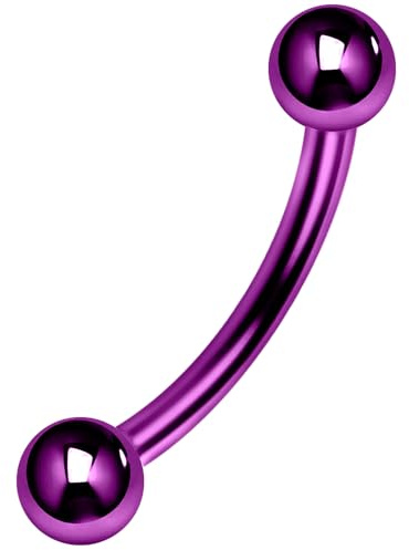 16 Gauge lila eloxiert G23 Grade massivem Titan Banane Glocke mit Ball Augenbrauen-Piercing