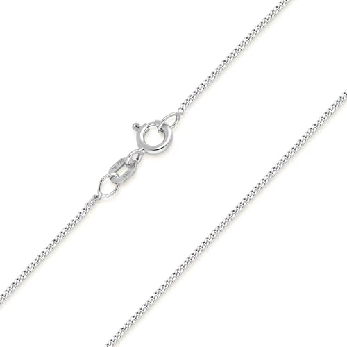 MATERIA Schmuck feine 925 Silber Panzerkette 1mm - Damen Halskette silber in 40-120 cm verfügbar #K32, Länge Halskette:90 cm